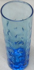 Vaso Vidrio AZUL Tubo 16 alto x 6 boca